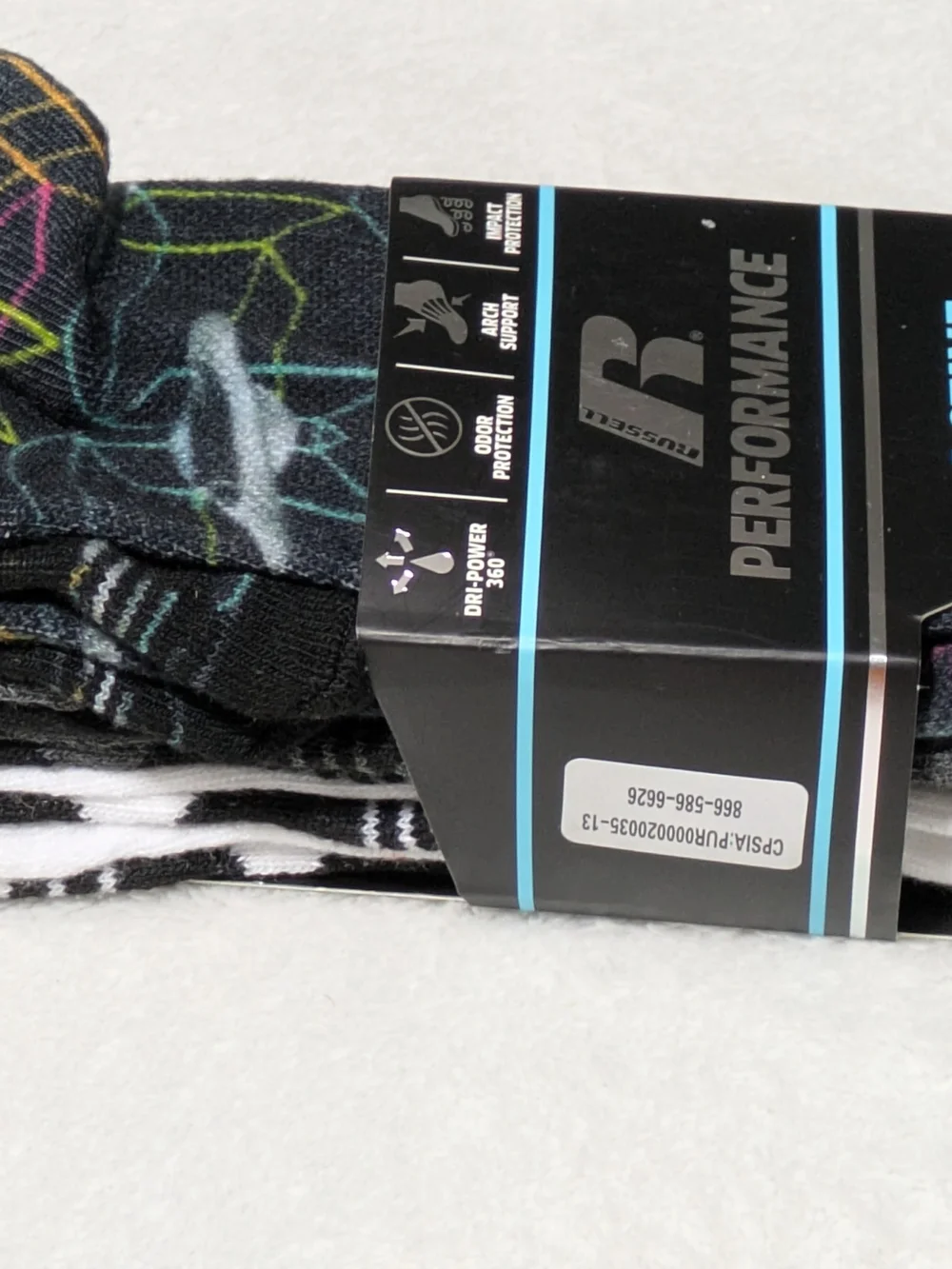 Russell Athletic Boys Size Small S 6/7 3-Pack Crew Socks Performance Active